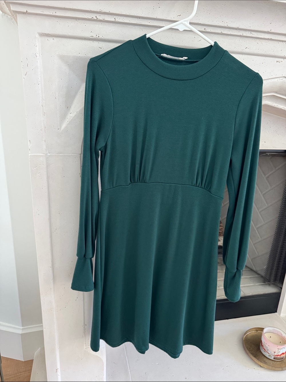 Lush Deep Teal Long Sleeve Midi Dress